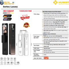 Khóa vân tay cửa gỗ Hubert CG82VF giá rẻ chất lượng