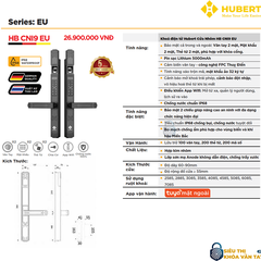 Khóa vân tay cửa nhôm Hubert CN19 EU chính hãng cao cấp