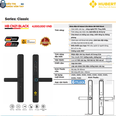 Khóa vân tay cửa nhôm Hubert CN21 BLACK được thiết kế chuyên dụng cho cửa nhôm kính hiện đại