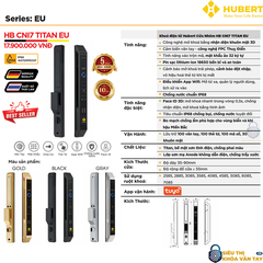 Khóa vân tay cửa nhôm Hubert CNI7 TITAN EU thông minh bảo mật
