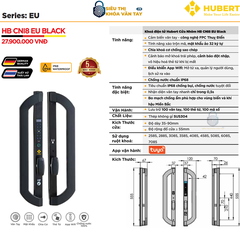 Khóa vân tay cửa nhôm Hubert CNI8 EU BLACK thông minh bảo mật