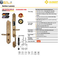 Khóa vân tay đại sảnh Hubert DS79 GOLD thiết kế hiện đại