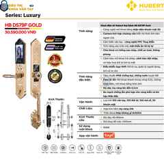 Khóa vân tay đại sảnh Hubert DS79F GOLD thiết kế hiện đại