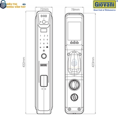 Khóa vân tay Giovani GLS-G515G màu xám, bảo mật cao cho cửa gỗ, thiết kế hiện đại