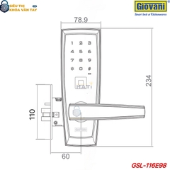 Khóa vân tay Giovani cửa gỗ GSL-116E98C màu đen