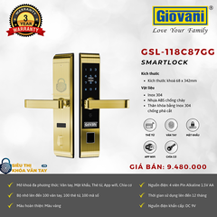 Khóa vân tay Giovani GSL-118C87GG màu vàng cho cửa gỗ