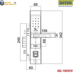 Khóa vân tay cửa gỗ Giovani GSL-C138G màu bạc sang trọng