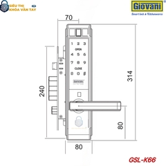 Khóa vân tay Giovani GSL-F66 màu đen, dễ dàng lắp đặ