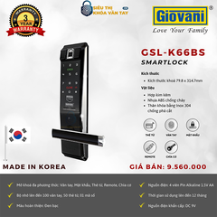 Khóa vân tay Giovani GSL-F66 màu đen cho cửa gỗ bền đẹp