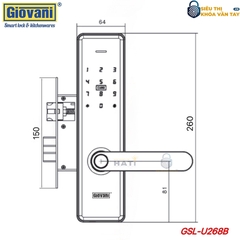 Khóa vân tay Giovani cửa gỗ GSL-U268B màu đen