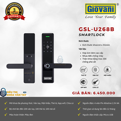 Khóa vân tay Giovani cửa gỗ GSL-U268B màu đen