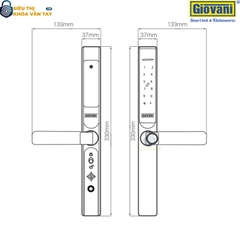 Khóa vân tay Giovani GSL-586B màu đen, bảo vệ an toàn cho cửa nhôm, thiết kế sang trọng