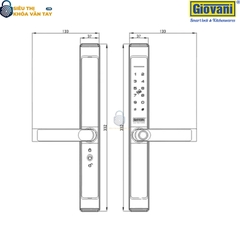 Khóa vân tay Giovani GSL-8801B màu đen, bảo mật hiệu quả và thiết kế tinh tế cho cửa nhôm