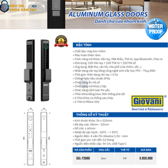 Khóa vân tay Giovani GSL-F208B màu đen, giải pháp bảo mật lý tưởng cho cửa nhôm, tiện ích và an toàn