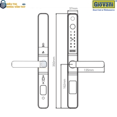 Khóa vân tay Giovani GSL-K276S màu bạc, bảo mật hiệu quả và thiết kế sang trọng cho cửa nhôm
