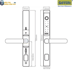 Khóa vân tay Giovani GSL-K511S màu đen, bảo mật tuyệt đối và thiết kế thanh lịch cho cửa nhôm