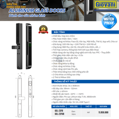 Khóa vân tay Giovani GSL-Z2FGR màu xám, bảo vệ an toàn cho cửa nhôm, tính năng vượt trội