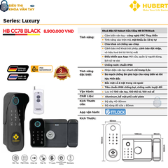 Thiết kế hiện đại của khóa vân tay Hubert cửa cổng CC78 BLACK tạo điểm nhấn sang trọng