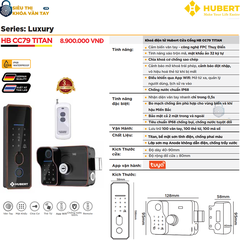 Khóa vân tay Hubert cửa cổng CC79 TITAN chính hãng, bảo mật cao