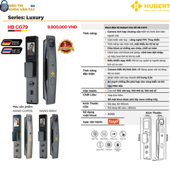 Khóa vân tay Hubert cửa gỗ CG79 NANO thông minh bảo mật