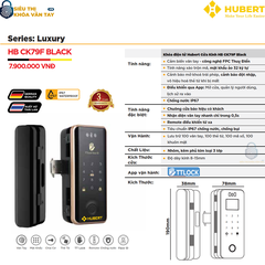 Khóa vân tay Hubert cửa kính CK79F BLACK mang lại sự an toàn tối ưu cho văn phòng và gia đình