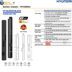 Khóa điện tử Hyundai HY-SLS005 Black tích hợp vân tay cho cửa nhôm