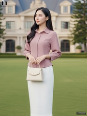 Sơ mi cổ sen peplum thanh lịch, nhẹ nhàng UNSM2509009
