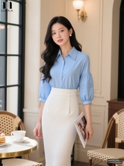 Sơ mi cổ đức bấu mí tay lịch sự UNSM2508013