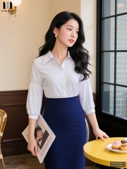 Sơ mi cổ đức bấu mí tay lịch sự UNSM2508013