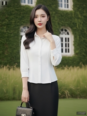 Sơ mi cổ sen peplum thanh lịch, nhẹ nhàng UNSM2509009