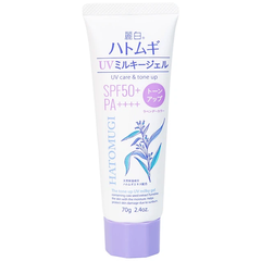 Kem chống nắng REIHAKU HATOMUGI Tone Up UV Milky Gel SPF50 PA++++ Lavender Color Tube 70g - 4513574035997