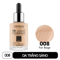 Kem nền Catrice HD Liquid Coverage Foundation 008 Fair Beige, dạng lỏng 30ml