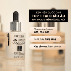 Kem nền Catrice HD Liquid Coverage Foundation 005 Ivory Beige dạng lỏng 30ml