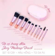 BỘ CỌ TRANG ĐIỂM JARY MAKEUP BRUSH SET 10 CÂY - TÚI ĐỰNG DA PU