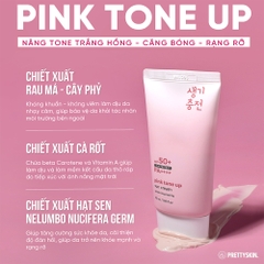 KEM CHỐNG NẮNG NÂNG TONE TRẮNG HỒNG (PRETTYSKIN PINK TONE UP SUN CREAM) dung tích: 50ml, dạng tuýp, hiệu PRETTYSKIN