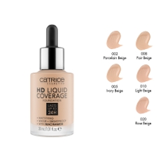 Kem nền Catrice HD Liquid Coverage Foundation 002 Porcelain Beige dạng lỏng 30ml