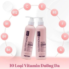 Kem dưỡng truyền trắng và chống nắng body (PRETTYSKIN GLUTATHIONE V10 ALPHA ARBUTIN BODY LOTION), dung tích: 250ml, dạng chai, hiệuPRETTYSKIN