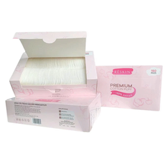 Bông tẩy trang loại vuông hiệu RESKIN, Premium, kích thước 5*5cm, đóng gói bán lẻ 140 hộp/thùng, 150 miếng/hộp, mới 100%