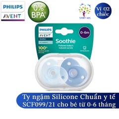 Bộ 2 ty ngậm silicone Soothie Philips Avent cho trẻ từ 0-6 tháng tuổi