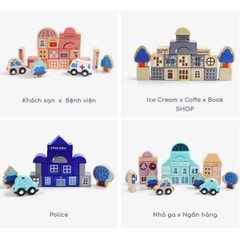 Thùng Đồ Chơi Gỗ - Xếp Hình Xây Dựng Thành Phố 133 Pcs Với 9 Chữ Số Và 23 Chữ Cái Kết Hợp