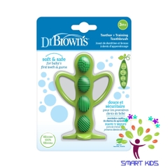 Gặm nướu + bàn chải đánh răng Dr Brown’s 2 trong 1 100% silicone – Đậu Xanh Peapod