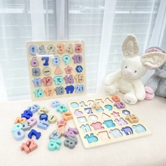 Bộ bảng số học / bảng chữ cái bằng gỗ POMO