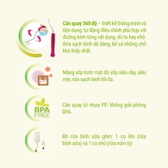 Bộ Cọ Rửa Bình Sữa Quay 360 Độ Tiện Lợi An Toàn Cho Bé Mamamy