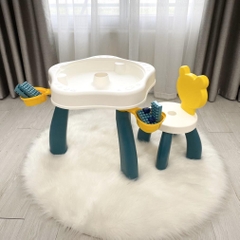 Bàn ghế lego gấu Holla tặng kèm bộ lego