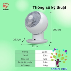 Quạt đối lưu không khí Iris Ohyama PCF-SC15C Quạt để bàn thiết kế nhỏ gọn, điều khiển từ xa, có công tắc hẹn giờ