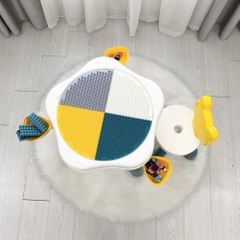 Bàn ghế lego gấu Holla tặng kèm bộ lego