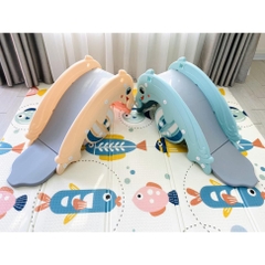 Cầu trượt bập bênh cá heo 3in1-cầu trượt- bập bênh- bóng rổ mẫu mới