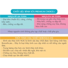 Bình sữa NUK Premium Choice thủy tinh núm ti Silicone S1 - M (Disney) 120ml/140ml