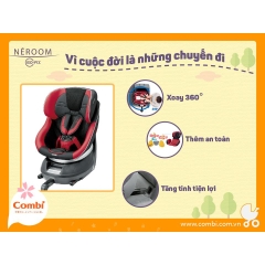 Ghế ô tô Neroom Isofix xoay 360 EG màu đỏ Combi Nhật Bản