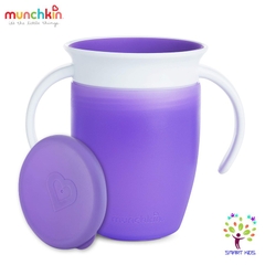 CỐC TẬP UỐNG 360 ĐỘ CHỐNG ĐỔ MUNCHKIN CÓ NẮP 207ML